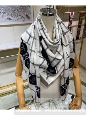 Chanel Women s Camellia Printed Square Scarf White