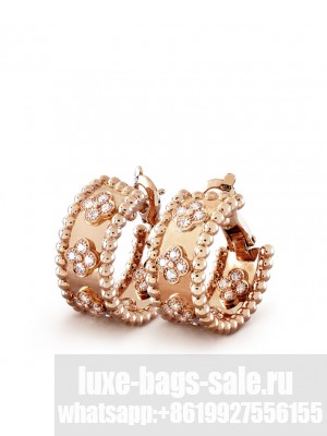 Van Cleef & Arpels Women's Perlee Clovers Hoop Earrings Red