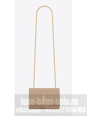 SAINT LAURENT KATE SMALL IN GRAIN DE POUDRE EMBOSSED LEATHER 469390 DARK BEIGE