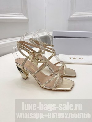 Christian Dior Lambskin Rhodes 7.5cm Heel Gold Sandals 2022 Collection