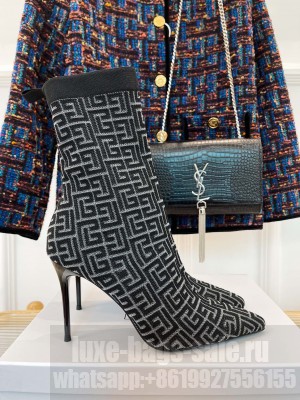 Balmain Women's 9.5cm Skye Stretch Knit Ankle Boots 02