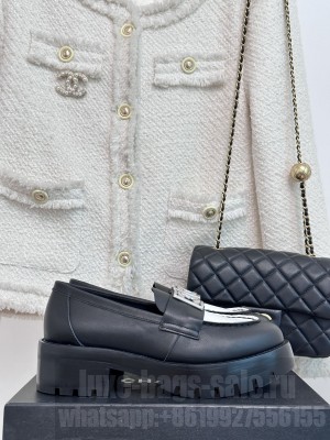 Chanel Lambskin Heel Loafers 5.5cm with Framed CC 2023 017