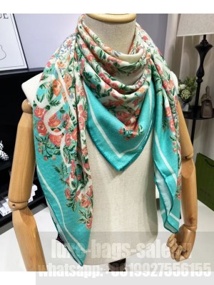 Gucci Interlocking G Floral Print Silk Carre
