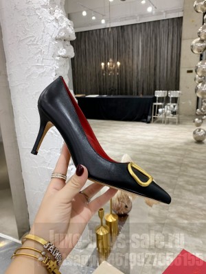 VALENTINO VLOGO SIGNATURE CALFSKIN PUMP 75MM BLACK 2021 Collection