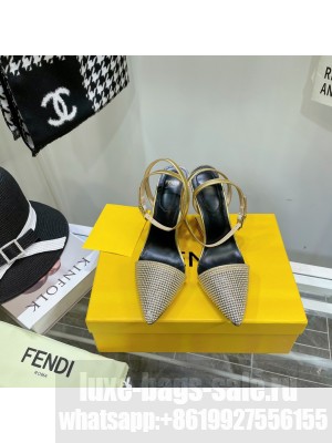 Fendace high-heeled slingbacks With Light Gold Crystal Pumps 2022 Collection