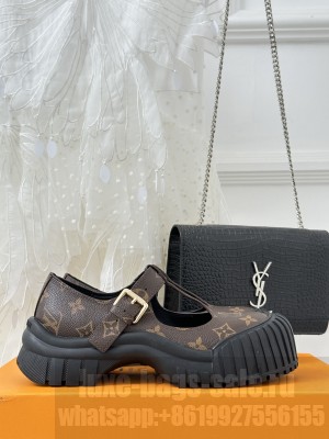 Louis Vuitton Ruby Flat Derby Mary Jane Shoes in Glazed Leather 2023 015