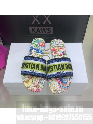 Dior DWAY SLIDE  Multicolor Embroidered Cotton with D-Constellation Motif 2022 Collection