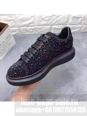  Alexander Mcqueen OVERSIZED Black crystal embellished lace-up sneaker