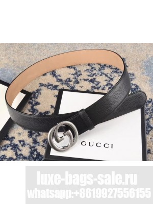 Gucci Calfskin Belt with interlocking G 3.8cm Width Silver Hardware
