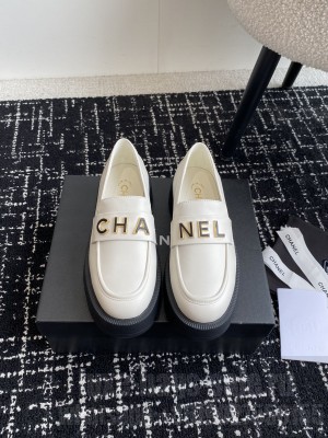 Chanel Shiny Calfskin Loafer White