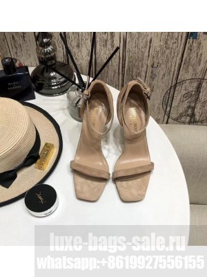 Saint Laurent Cassandra Suede Sandals 11cm Camel Brown 2021 Collection