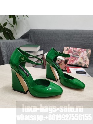 DOLCE & GABBANA HEEL 6.5CM/10.5CM PATENT LEATHER MARY JANES GREEN WITH GEOMETRIC HEEL 2022