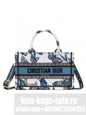 Christian Dior Mini Dior Book Tote With Strap Blue