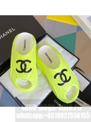 Chanel Unisex Slide Sandals Yellow