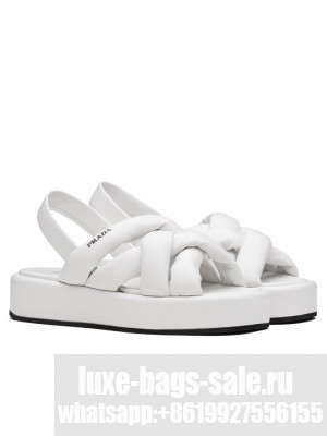 Prada Women's Nappa Leather Flatform Sandals White