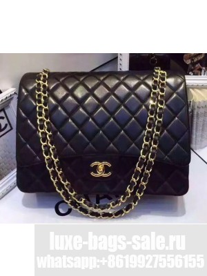 Chanel Lambskin Classic Flap 33cm Bag Black With Gold Hardware 2018