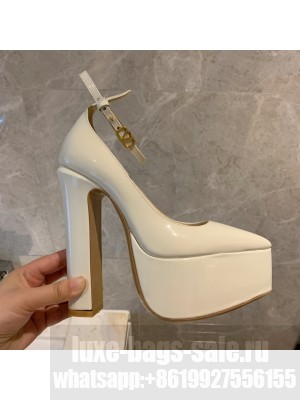 VALENTINO GARAVANI TAN-GO PLATFORM PUMP IN PATENT LEATHER 155 MM 2022 COLLECTION IVORY