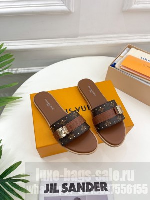Louis Vuitton Lock It Flat Slide Sandals in Monogram Canvas 2023 012