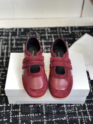 The Row German Training Shoes in Suede & Leather Red