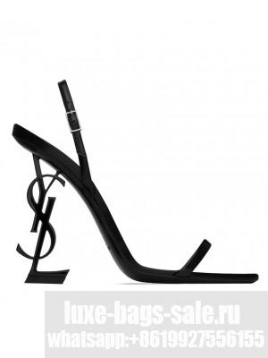 Saint Laurent Women's Opyum Slingback Sandals In Glazed Leather Black