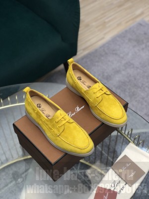 Loro Piana Summer Charms Walk lace Suede Calf Skin Yellow