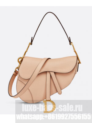 DIOR SADDLE BAG WITH STRAP Sand Pink Grained Calfskin M0455CBA