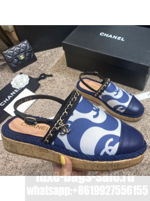 Chanel Slingback Print Canvas Espadrilles Blue Spring/Summer 2021 Collection