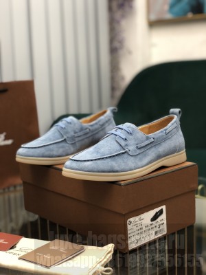 Loro Piana Summer Charms Walk lace Suede Calf Skin Sky Blue