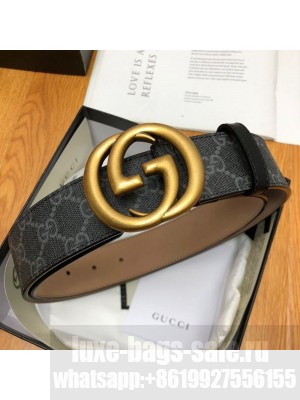Gucci GG Canvas Belt 38mm with Interlocking G Buckle Black Collection