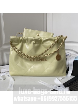 Chanel 22 handbag AS4486 2024 Cruise Shiny Calfskin & Gold-Tone Metal Yellow