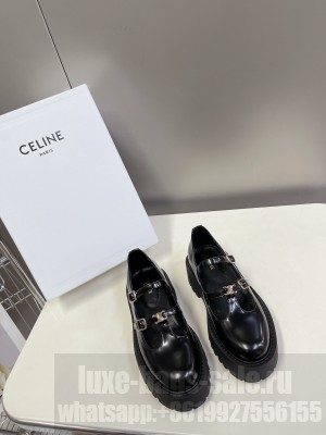 CELINE DOUBLE STRAP MARY JANE LOAFER BLACK