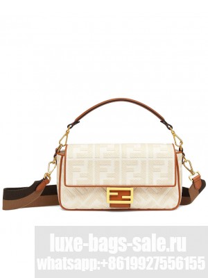 Fendi Baguette FF Canvas Bag 8BR600 Cream