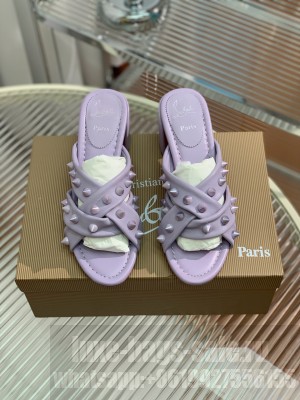 Christian Louboutin Miss Spika Club 55 mm Sandals Nappa leather and Spikes Studio Purple