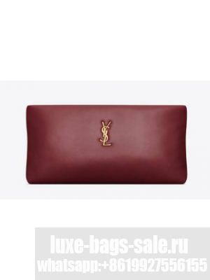SAINT LAURENT CALYPSO LONG POUCH IN LAMBSKIN 774062 ROUGE MERLOT