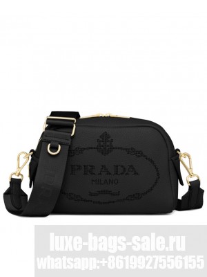 Prada Leather Shoulder Bag 1BH187 Black