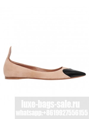 Alaia Women's Heart Ballerinas In Suede Goatskin And Patent Calfskin Apricot