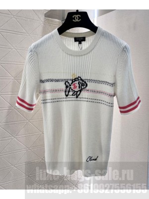 Chanel Women's Knitted Short Sleeves White