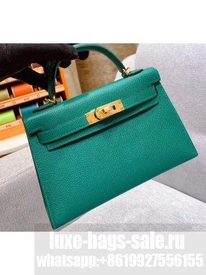 Hermes Mini Kelly II Bag in Original Epsom Leather Green