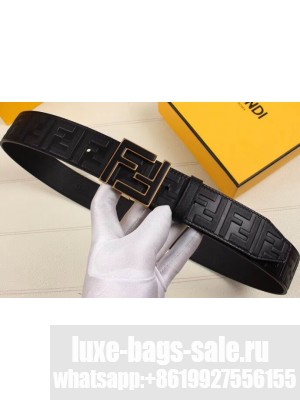 Fendi Width 3.8cm Embossed Logo FF Buckle Belt Black/Gold