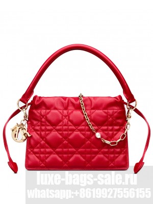 Dior Lady Dior Top Handle Drawstring Mini Bag S0981 Red