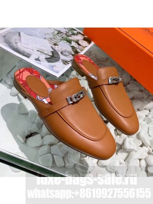 Hermes Calfskin Oz Mules Brown 2020 Collection