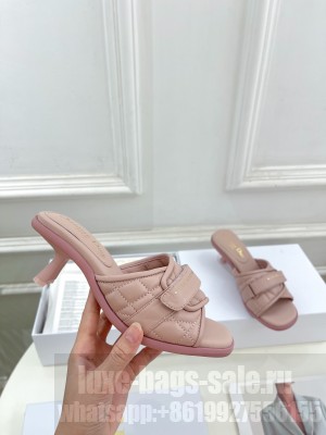 Dior Foldover Heel Slide Sandals 5.5cm in Cannage Lambskin Light Pink 2023