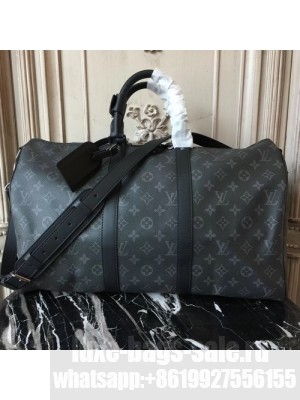 Louis Vuitton Keepall 45 Bandouliere Duffle Bag Monogram Eclipse Canvas Fall/Winter 2017 Collection M40569
