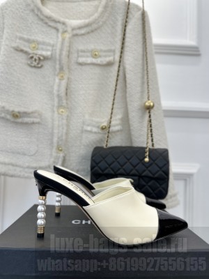 Chanel Pearl Heel 8.5cm Slide Mule 08