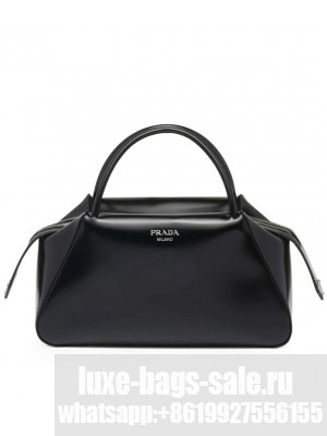 Prada Medium Brushed Leather Prada Supernova Handbag 1BA365 Black