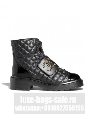 Chanel Women's Lace Up G39516 Black