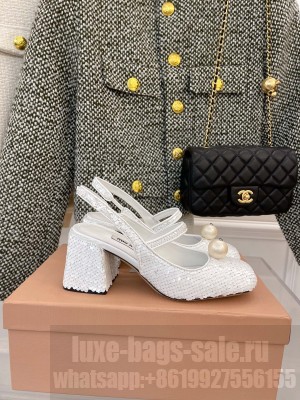 Miu Miu 6.5cm slingback pumps with  pearl White