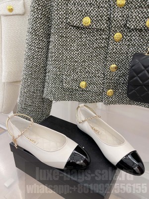 Chanel Heel 20mm Mary Janes With Chain Anklet Flat White Spring 2022 Collection
