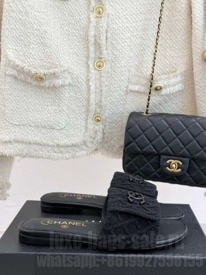 Chanel knitted mules with CC Turn Lock black 2025