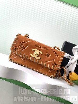 Chanel FLAP BAG AS3266 brown